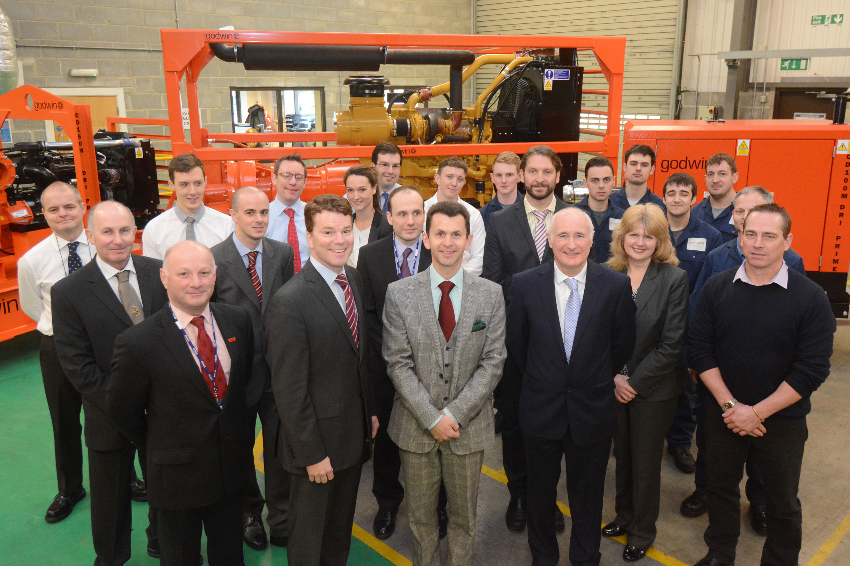 Employees at Xylem's Quenington Gloucestershire facility with Institution President Mark Hunt