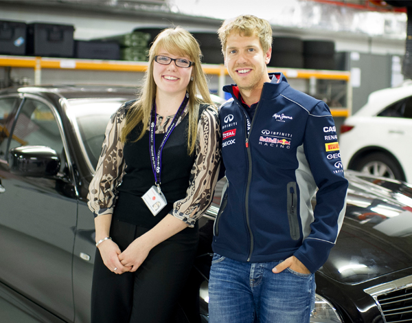 Gemma Hatton with Sebastian Vettel
