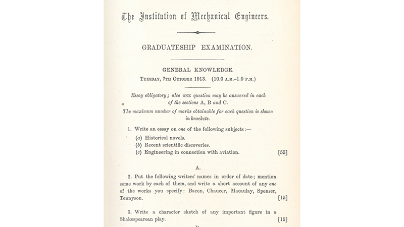 Individuals applying to become graduate members or associate members of the Institution had to pass several examinations to be considered for membership