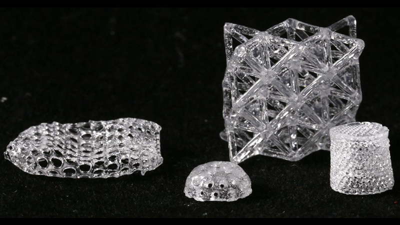 Complex glass objects created with a 3D printing process (Credit: Group for Complex Materials/ ETH Zurich)