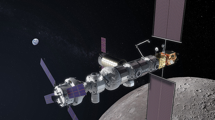 The Gateway in lunar orbit (Credit: NASA)