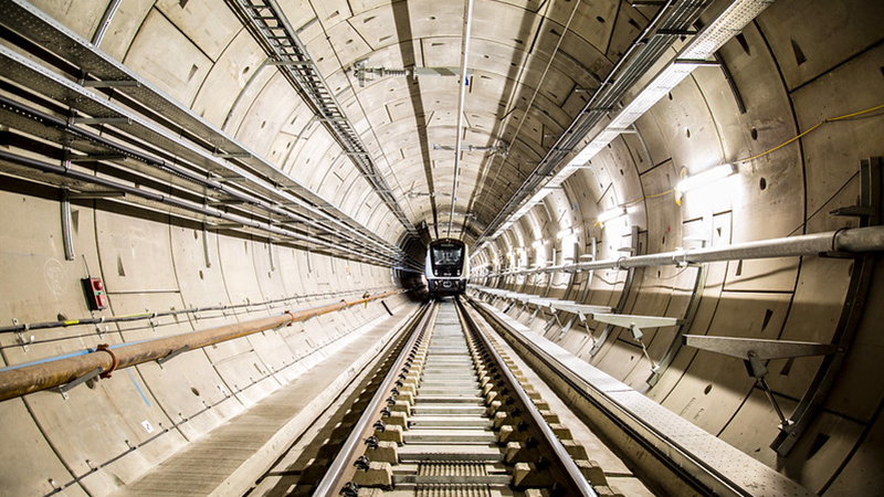 An Elizabeth line train travels through a tunnel in South East London (Credit: Crossrail Ltd)