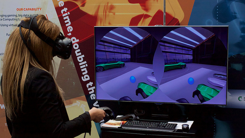 A user manipulates a virtual car in a DETC demonstration (Credit: Tim Watt)