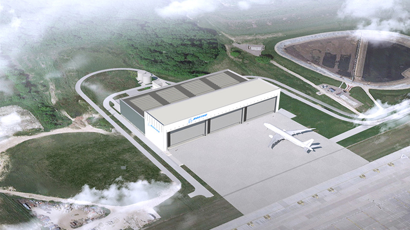 A computer generated image of the new hangar (Credit: Boeing)