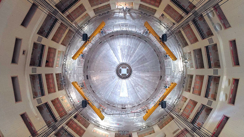 The first piece of the Iter tokamak is lowered into position (Credit: Iter Organization/ EJF Riche)