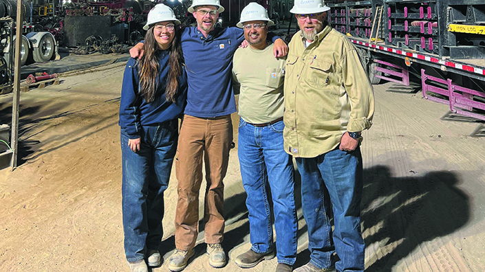 Camden Lang (left), pictured with colleagues from Fervo Energy, is working on innovative geothermal projects