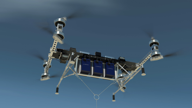A concept image of the drone in flight. A prototype has completed initial flight tests (Credit: Boeing)
