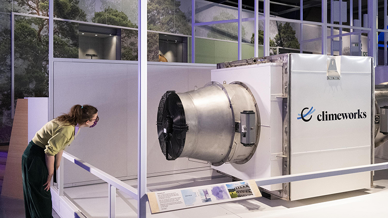 The Climeworks Direct Air Capture machine at the Science Museum's 'Our Future Planet' exhibition 