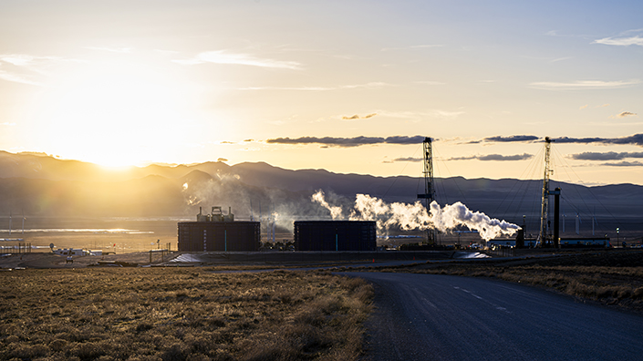 Steam rises during circulation of water through wells at Utah Forge (Credit: Eric Larson, Flash Point SLC)