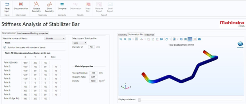 Figure 4. Stabilizer Bar app for modal analysis. Image courtesy Mahindra & Mahindra Limited.