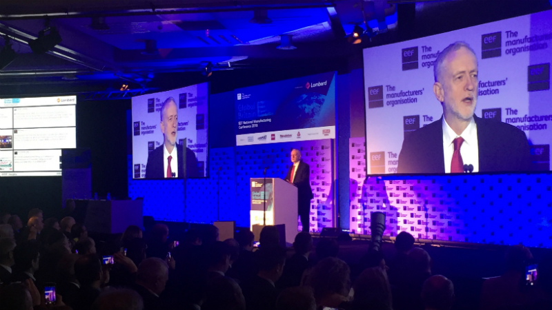 Labour leader Jeremy Corbyn speaks at the EEF conference