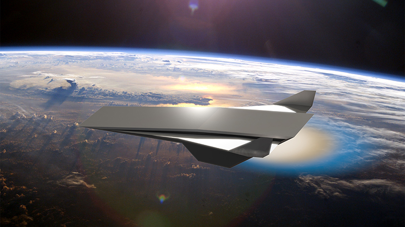 A conceptual hypersonic aircraft powered by an oblique detonation wave engine (Background image credit: NASA. Aircraft and composite image credit: Daniel Rosato, UCF)