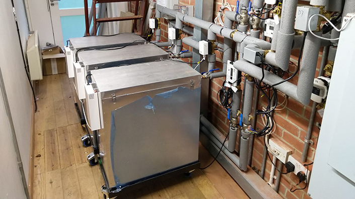Three 4.5kWh PCM stores in one of the test homes