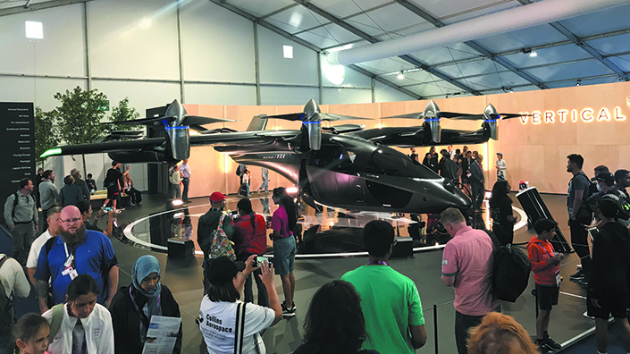 The life-size model of the Vertical Aerospace VX4 flying taxi