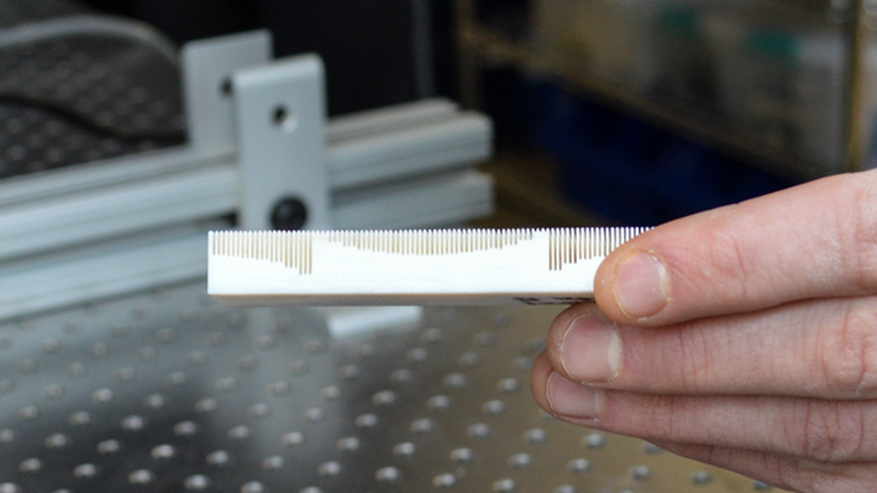By placing a metamaterial pattern on the surface of an object, the researchers were able to use sound to steer it in a certain direction without touching it (Credit: Olivia Hultgren)