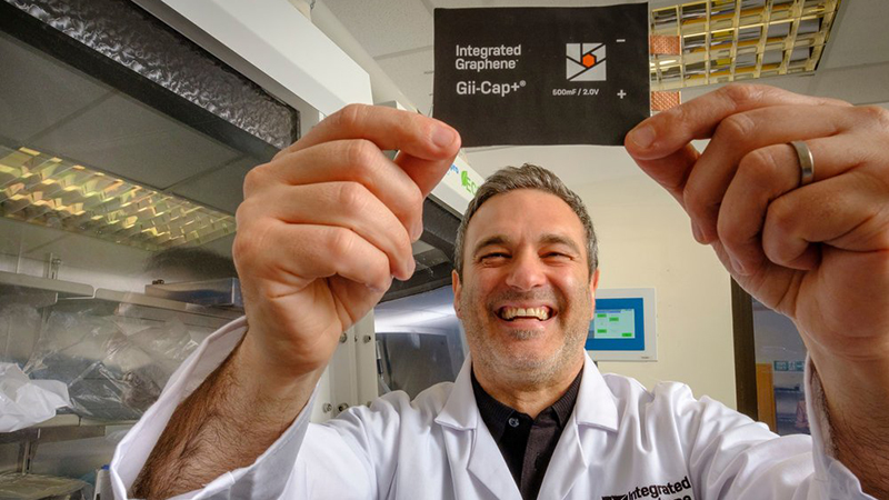 Dr Marco Caffio, Integrated Graphene co-founder and CSO, with the company's Gii-Cap+ 