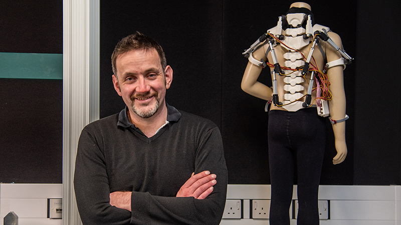 Dr Matt Dickinson has built an exoskeleton using 3D-printed materials, and it's now being tested at Tinius Olsen