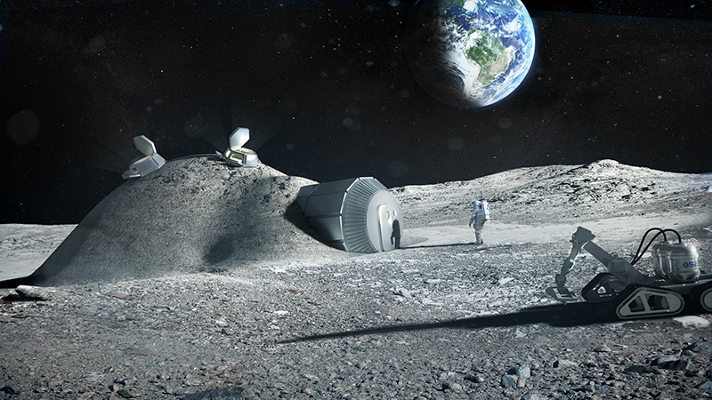 Building in space will call for novel methods and materials (Credit: ESA/ Foster + Partners)