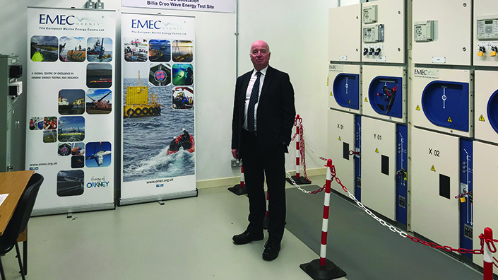 Neil Kermode from Emec at the wave test site substation in Billia Croo