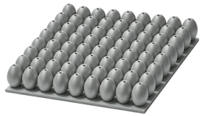 An artist's illustration of water-filled aluminium eggshell array (Credit: Wang et al.)