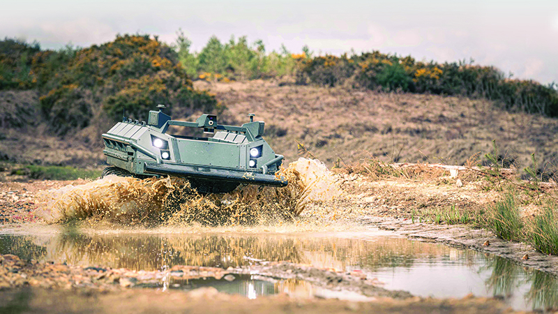 The Rheinmetall Mission Master robotic vehicle is designed to provide load carriage to the dismounted soldier
