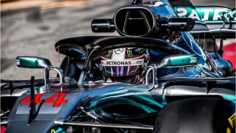 A halo protects Lewis Hamilton (Credit: Shutterstock)