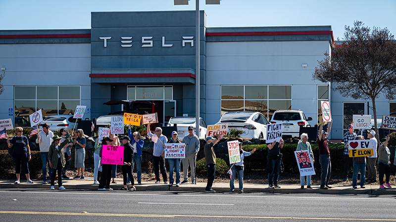 Tesla Model Ss Protest EV competitors charge ahead amid Tesla protests, recalls and falling sales