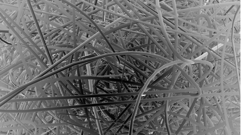 Stock image rendering of carbon nanotubes under an electron microscope. The new MIT technique uses carbon nanotube particles submerged in a solvent to generate current (Credit: Shutterstock)