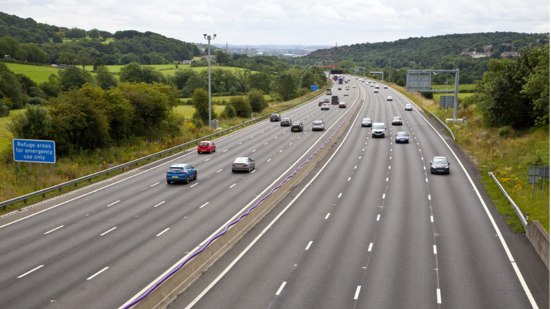 Radar will be installed on stretches of All Lane Running motorway, such as this stretch of the M1 in Yorkshire (Credit: Shutterstock)