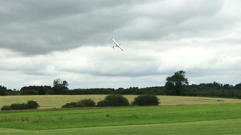 The aircraft built and designed by the University of Surrey's Team Peryton takes off for a successful autonomous flight at the IMechE's UAS Challenge 2021