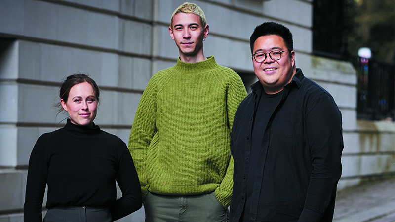Siobhan Anderson, Hugo Richardson and Hanson Cheng are tackling air pollution with tyre dust collection devices