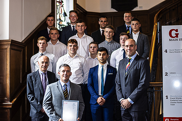 WO2 Simon King was accompanied to the awards ceremony by his commanding officer Major Dan Finner (far right) and apprentice engineers from REME 