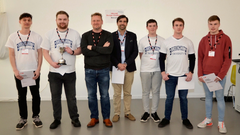 Design Challenge Wessex Regional Final 2022 winners with Ben Hodgkinson and Diogo Montalvao (centre)