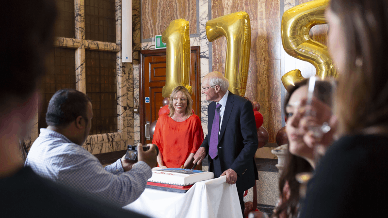 175 balloons’ with title ‘175 celebrations in the Marble Hall at One Birdcage Walk