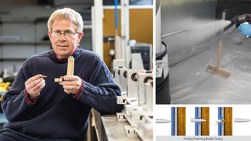 Self-sealing fuel line ‘can withstand .50 cal bullet without losing a single drop’  Image