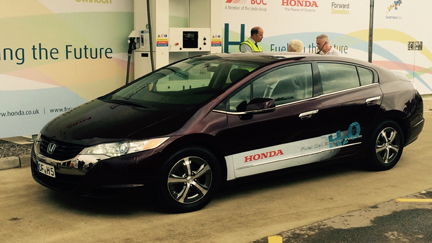 A Honda Fuel Cell Car at the refuelling station at the Swindon Factory