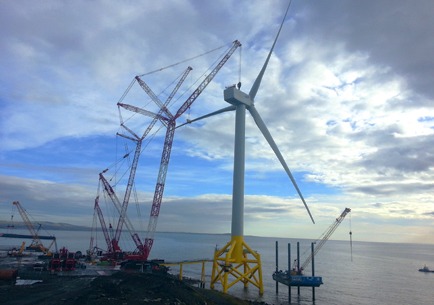 Reach for the skies: The turbine is taller than the highest Forth Bridge span