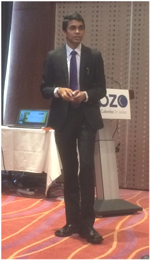 A.H.T Eranga De Silva presenting at the SOFE finals on Waste Energy Scavenging