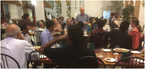 Ken Tushingham announcing the results at the evening dinner in Raja Bojun, Colombo