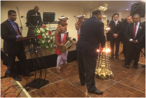 Traditional inaugural lamp lighting by all dignitaries at the Sri Lanka Group Annual Dinner 2014